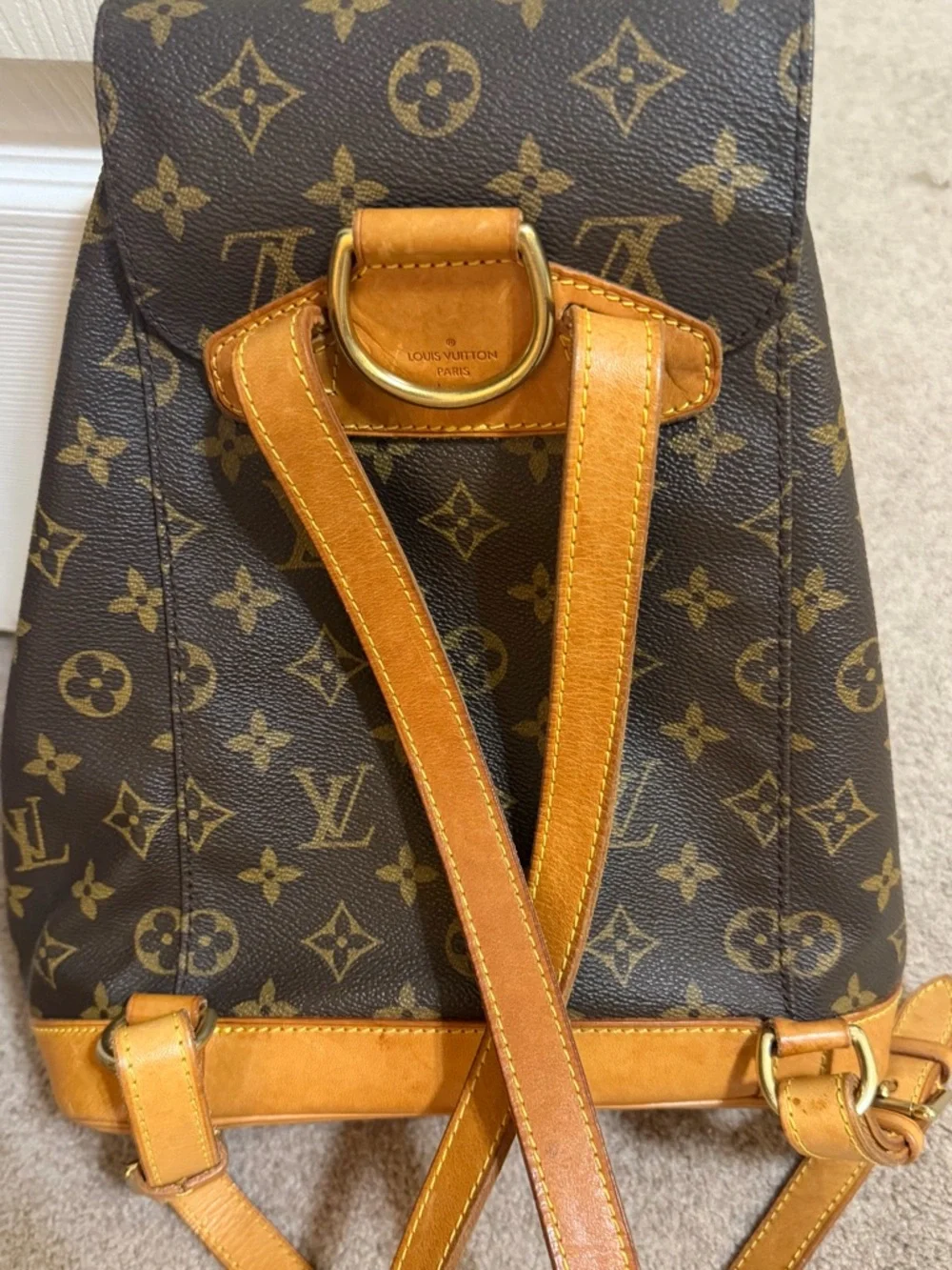 Louis Vuitton Monogram Canvas Backpack in Brown with Tan Trim and Gold Hardware - Picture 2 of 8